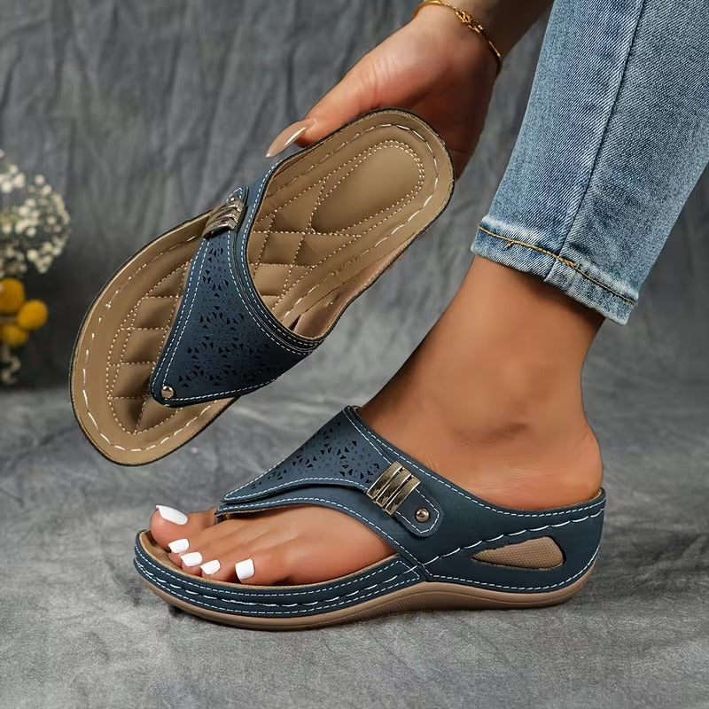 Sandales Compensées Femme Confort à Enfiler avec Semelle Souple