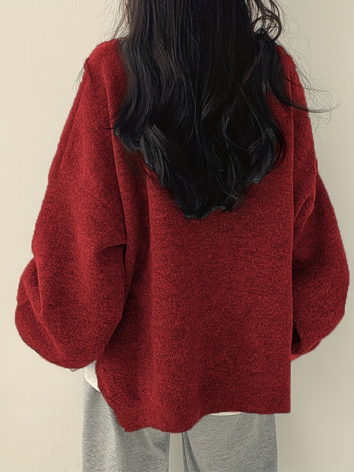 Pull Femme Oversize à Col Rond Maille Ample & Manches Longues