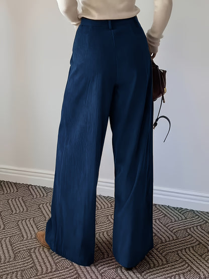 Pantalon Femme Côtelé Taille Haute à Coupe Large Décontracté Élégant
