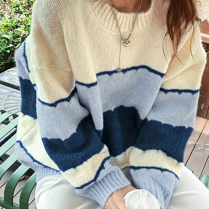 Pull Femme Rayé Multicolore en Maille Douce