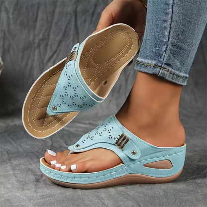 Sandales Compensées Femme Confort à Enfiler avec Semelle Souple