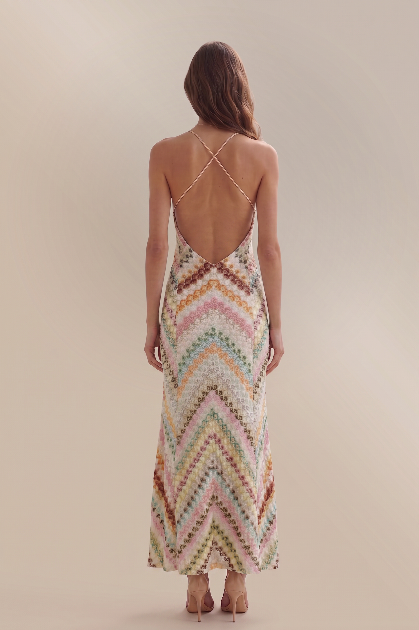 Koriora | Robe Longue Crochet Multicolore Riviera — Dos Nu & Bretelles Croisées