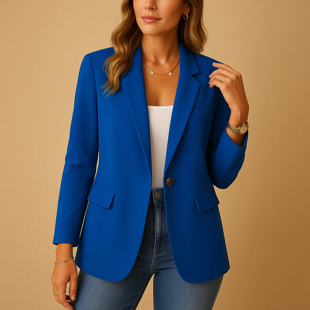 Women's Structured Single-Button Blazer with Lapel Collar