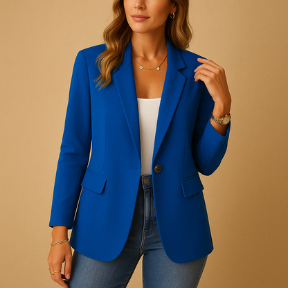 Women's Structured Single-Button Blazer with Lapel Collar