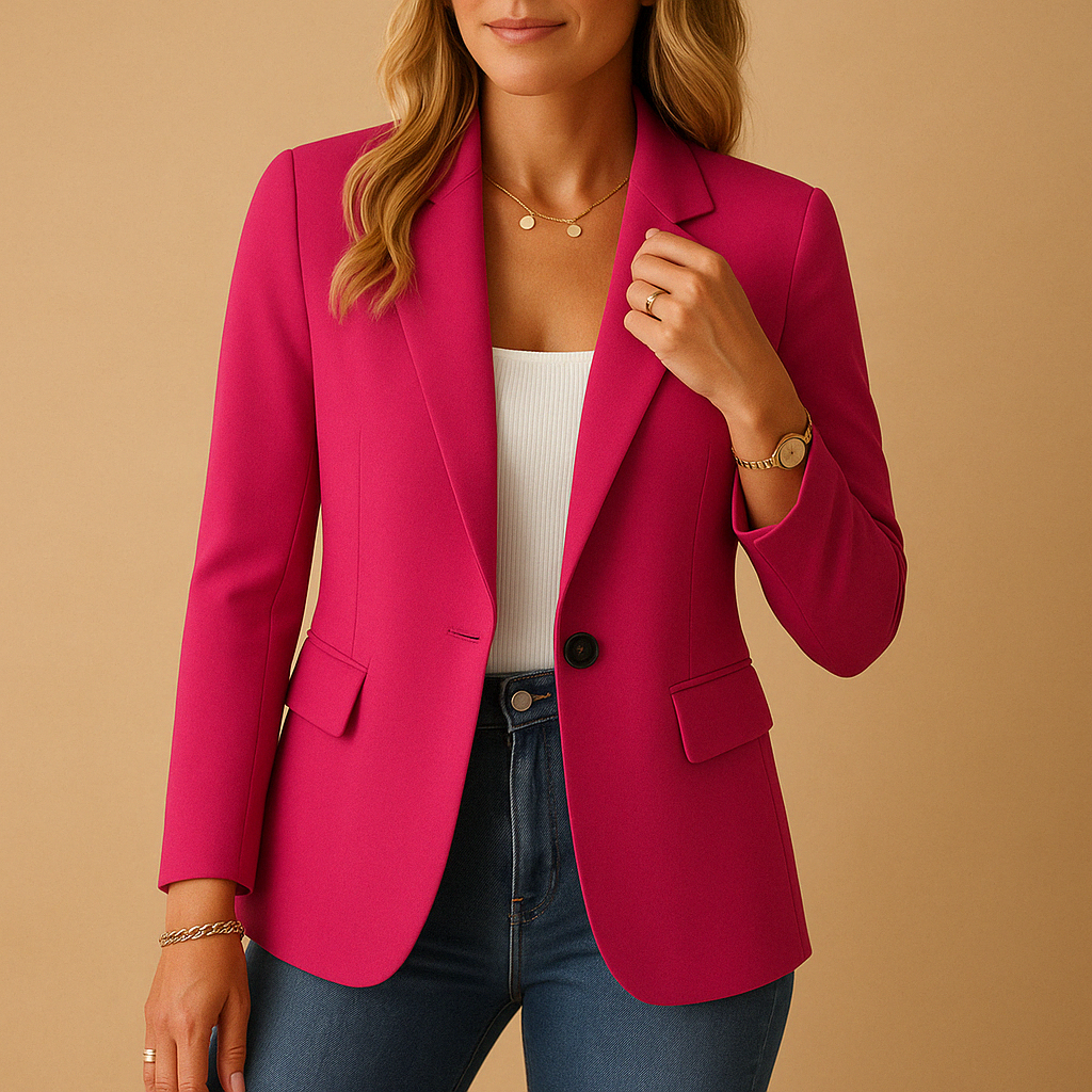 Women's Structured Single-Button Blazer with Lapel Collar