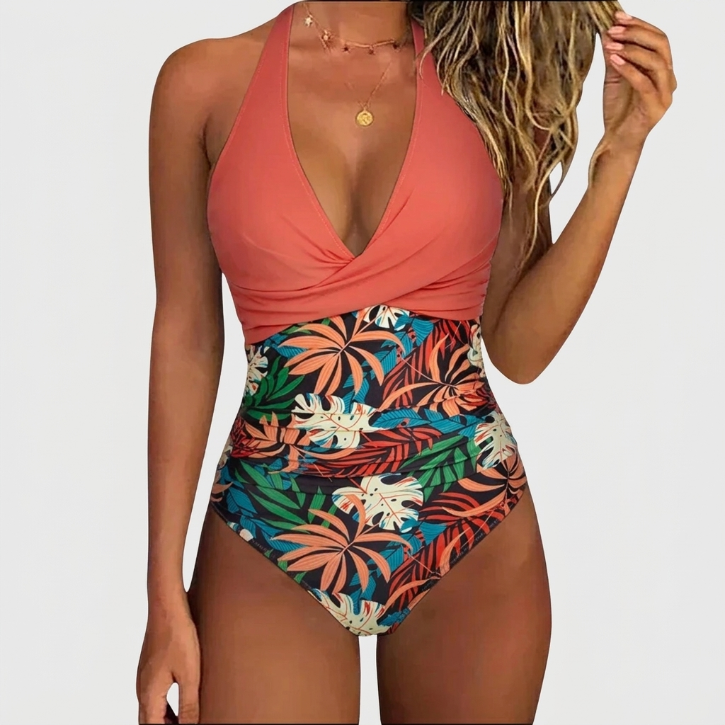Koriora | Combinaison Fluide Halter Imprimé Floral — Confort & Élégance Estivale