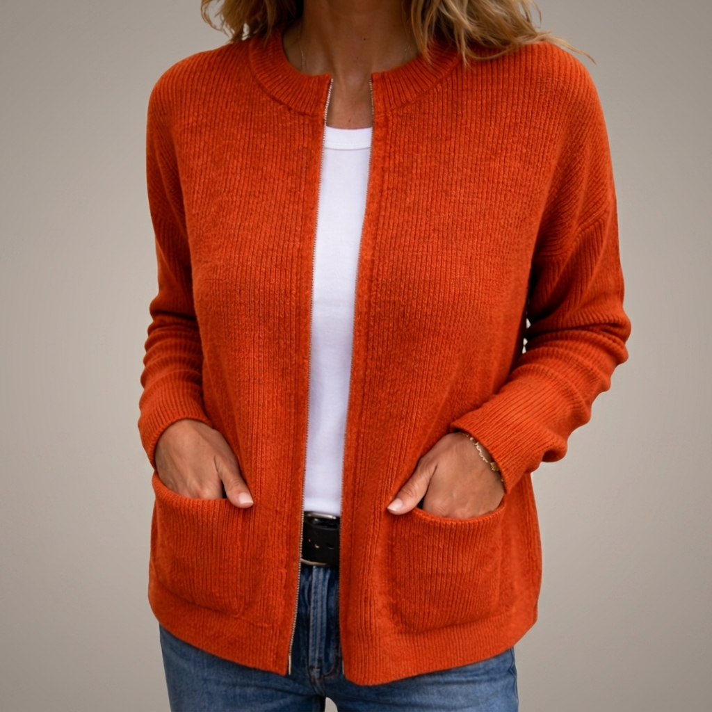 GILET EN TRICOT À FERMETURE ÉCLAIR POUR FEMMES