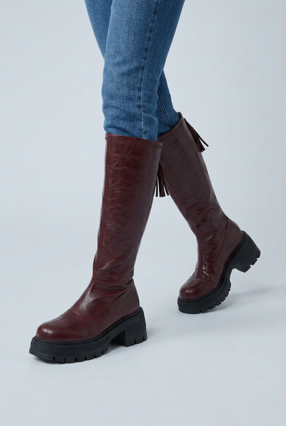 Bottes Hautes Femme  Semelle Plateforme Crantée & Talon Bloc