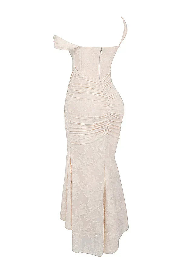 Koriora | Robe Longue Soirée Celestia — Jacquard Floral & Corset Bustier Sirène