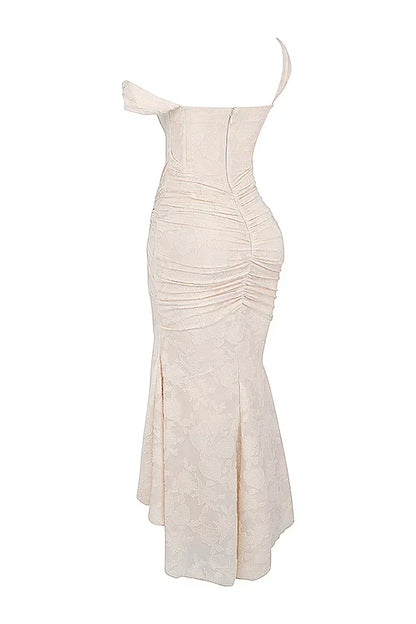 Koriora | Robe Longue Soirée Celestia — Jacquard Floral & Corset Bustier Sirène