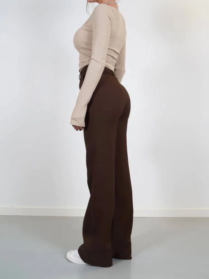 Koriora | Pantalon Large Luna — Pantalon Taille Haute Femme Wide Leg Élégant & Chic