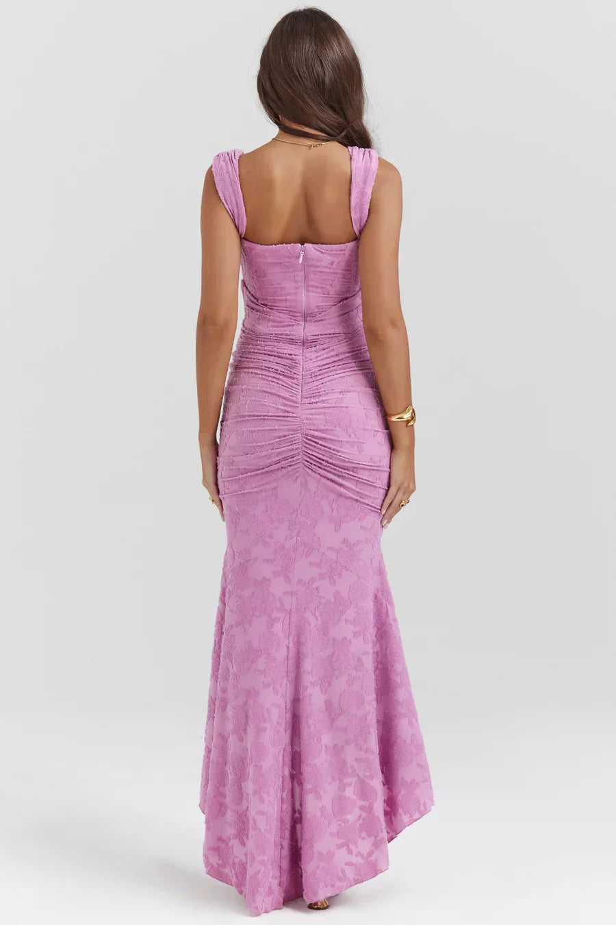 Koriora | Robe Longue Soirée Celestia — Jacquard Floral & Corset Bustier Sirène