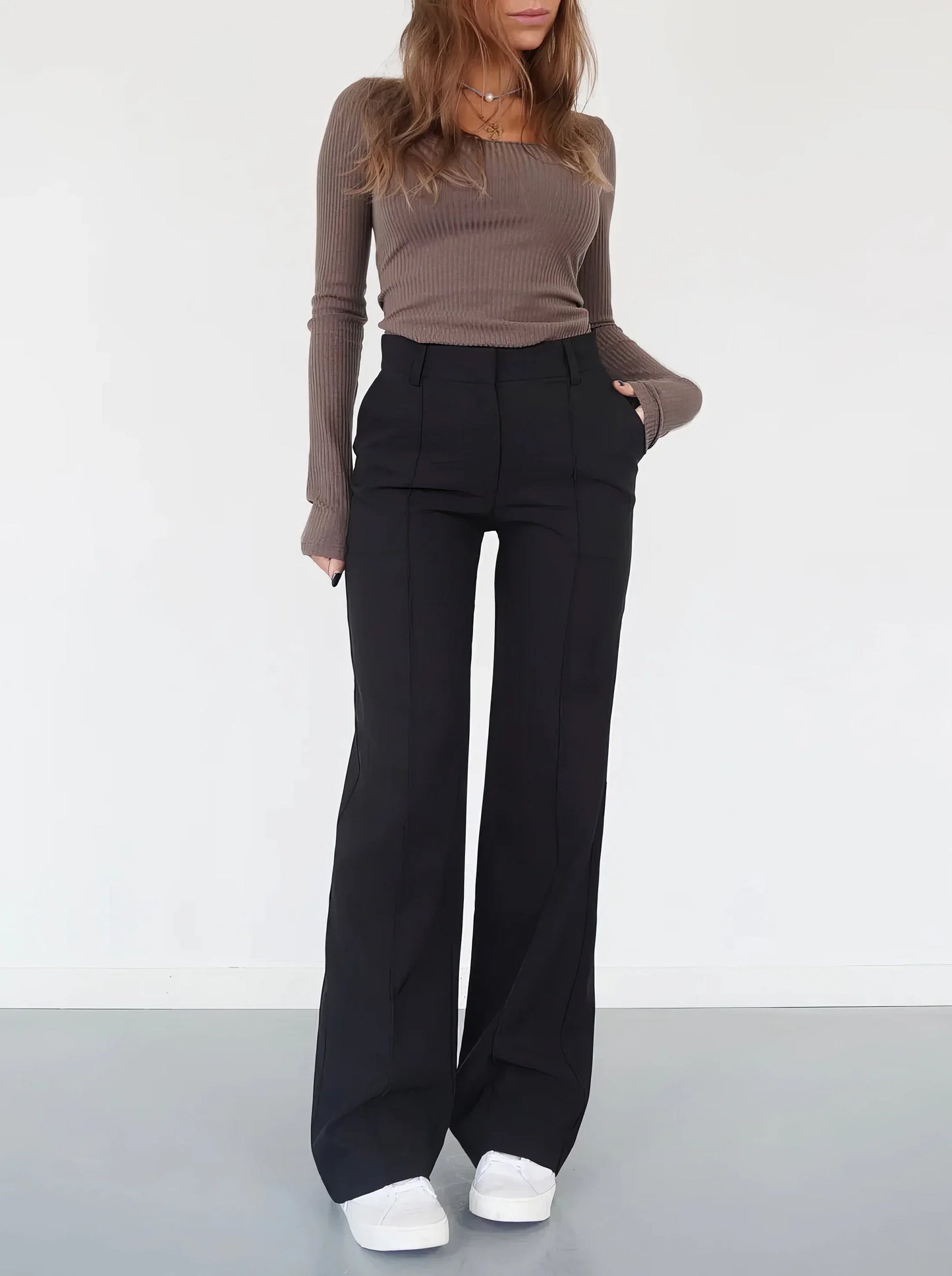 Koriora | Pantalon Large Luna — Pantalon Taille Haute Femme Wide Leg Élégant & Chic