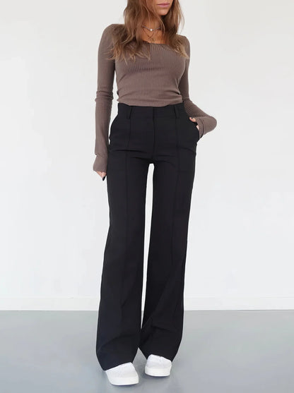 Koriora | Pantalon Large Luna — Pantalon Taille Haute Femme Wide Leg Élégant & Chic