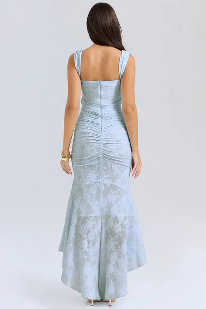 Koriora | Robe Longue Soirée Celestia — Jacquard Floral & Corset Bustier Sirène