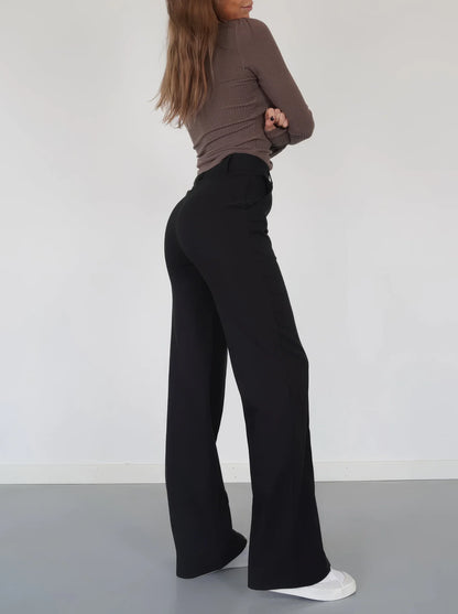 Koriora | Pantalon Large Luna — Pantalon Taille Haute Femme Wide Leg Élégant & Chic
