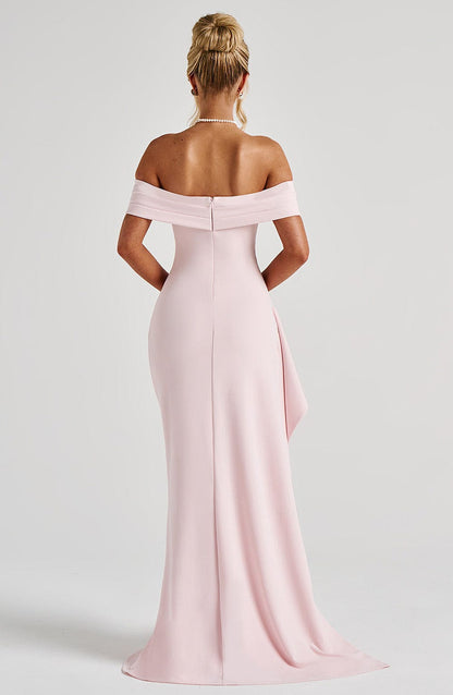 Koriora | Robe Maxi Pailletée Kelly — Bardot Élégant & Fente Haute Glamour