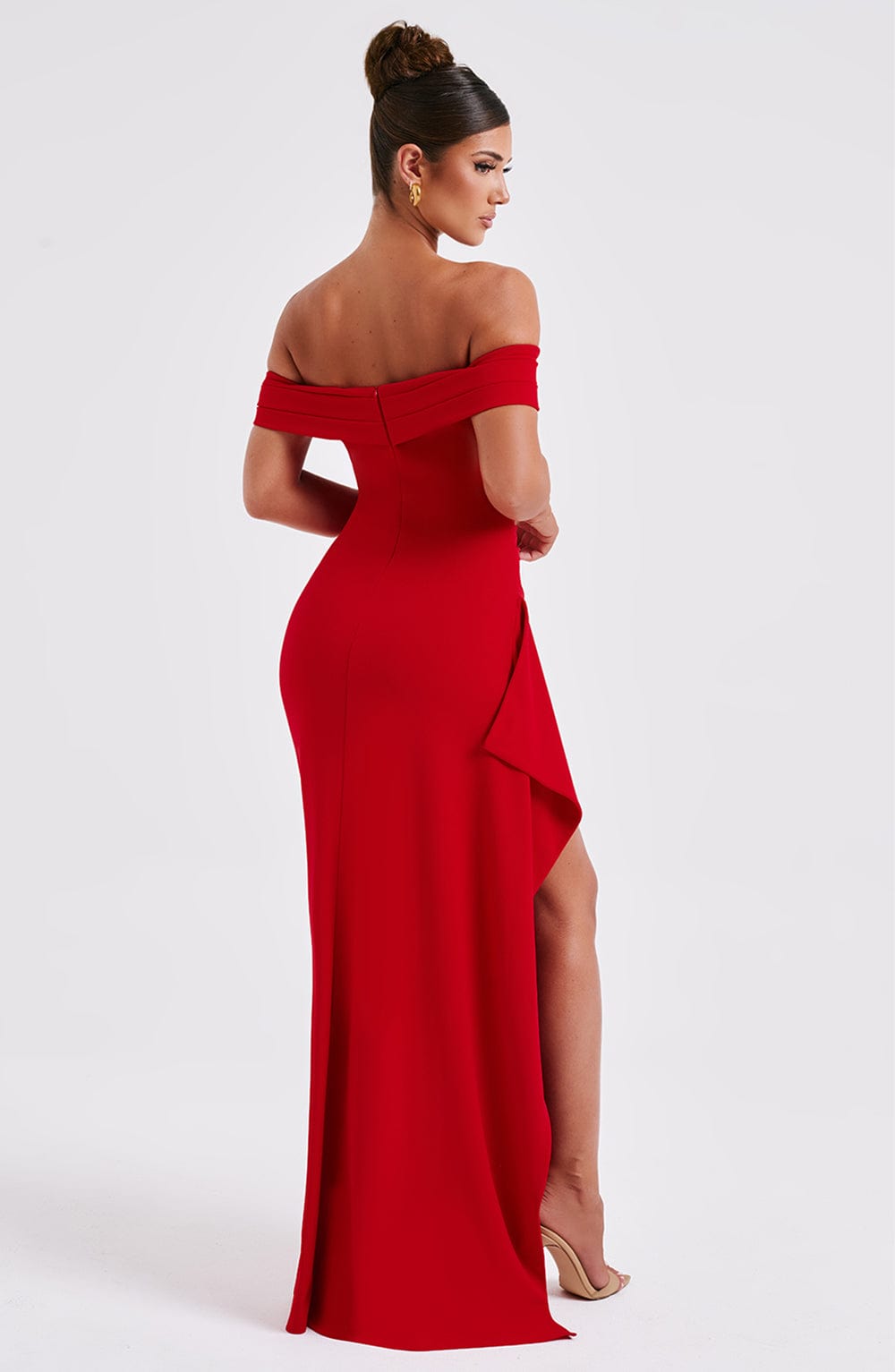 Koriora | Robe Maxi Pailletée Kelly — Bardot Élégant & Fente Haute Glamour