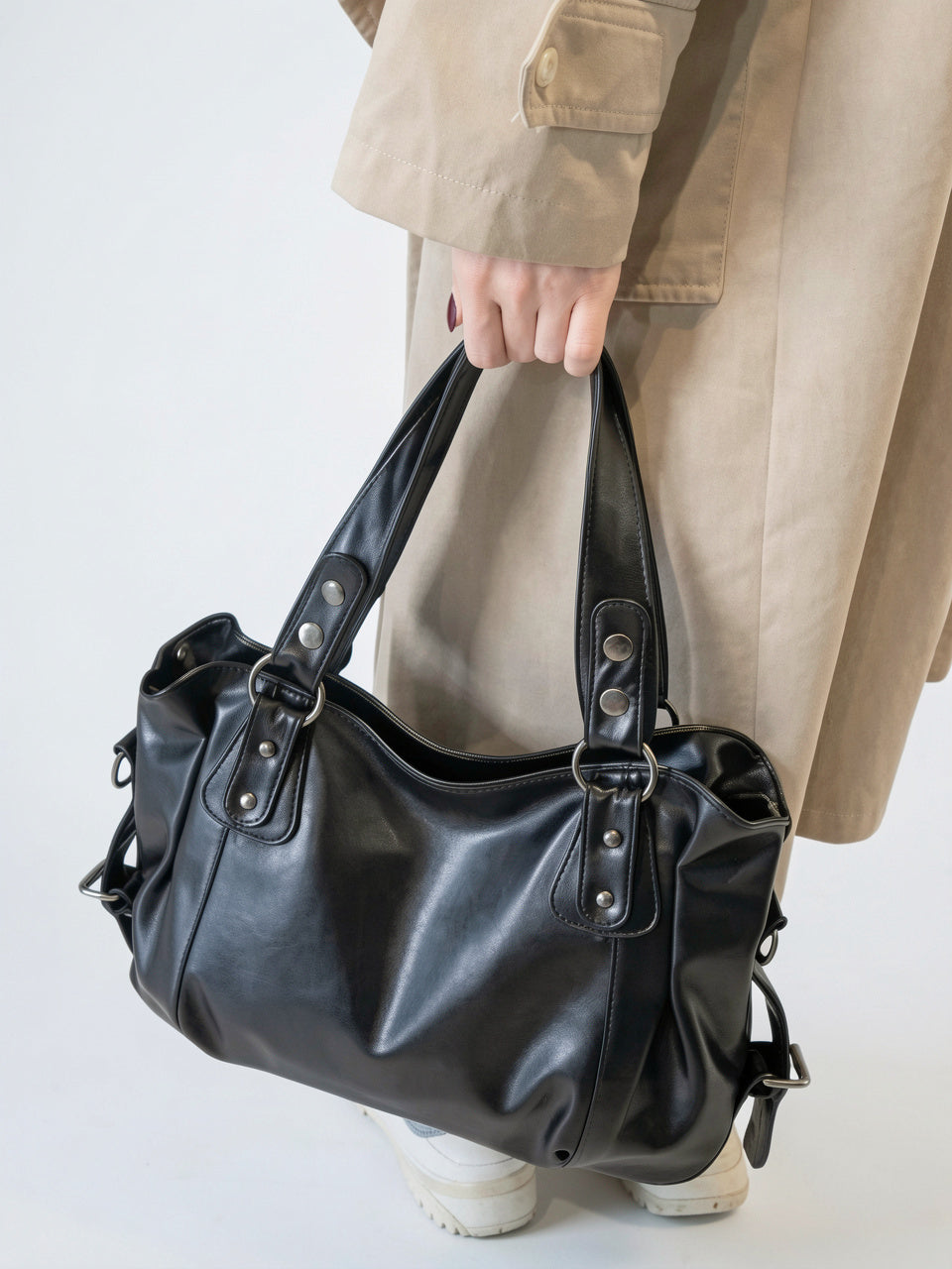Sac Bandoulière Femme Marron Grand Format – Effet Cuir Style Vintage