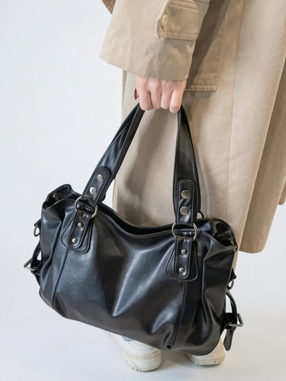 Sac Bandoulière Femme Marron Grand Format – Effet Cuir Style Vintage