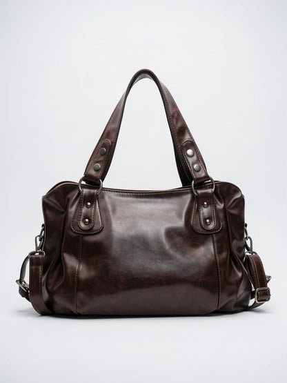 Sac Bandoulière Femme Marron Grand Format – Effet Cuir Style Vintage