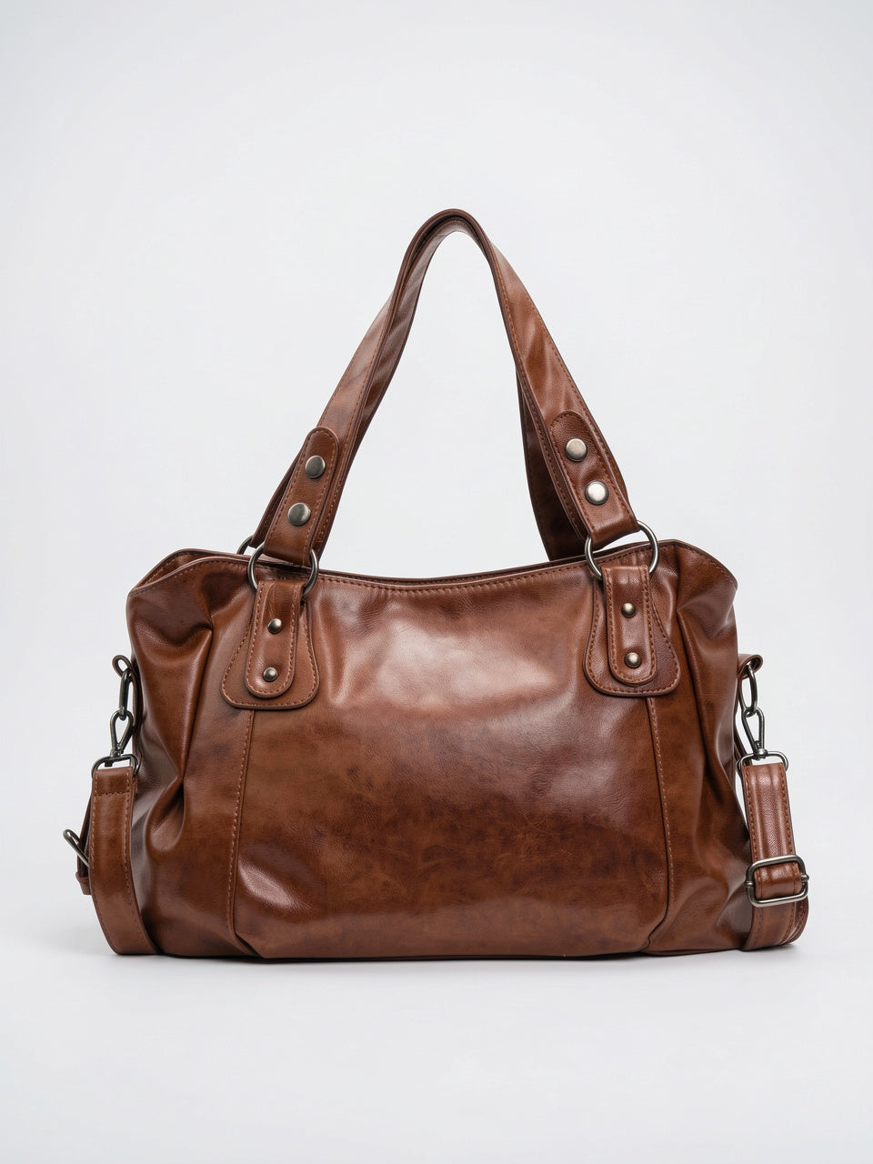 Sac Bandoulière Femme Marron Grand Format – Effet Cuir Style Vintage