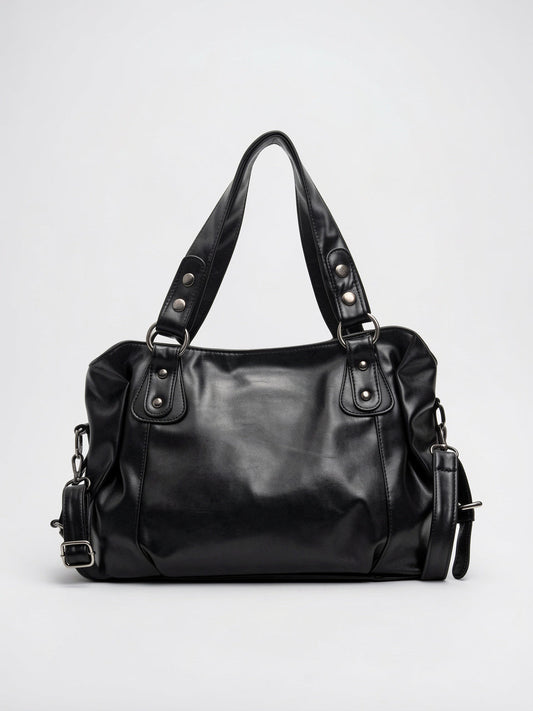 Women's Large Vintage Leather-Look Shoulder and Crossbody Bag
