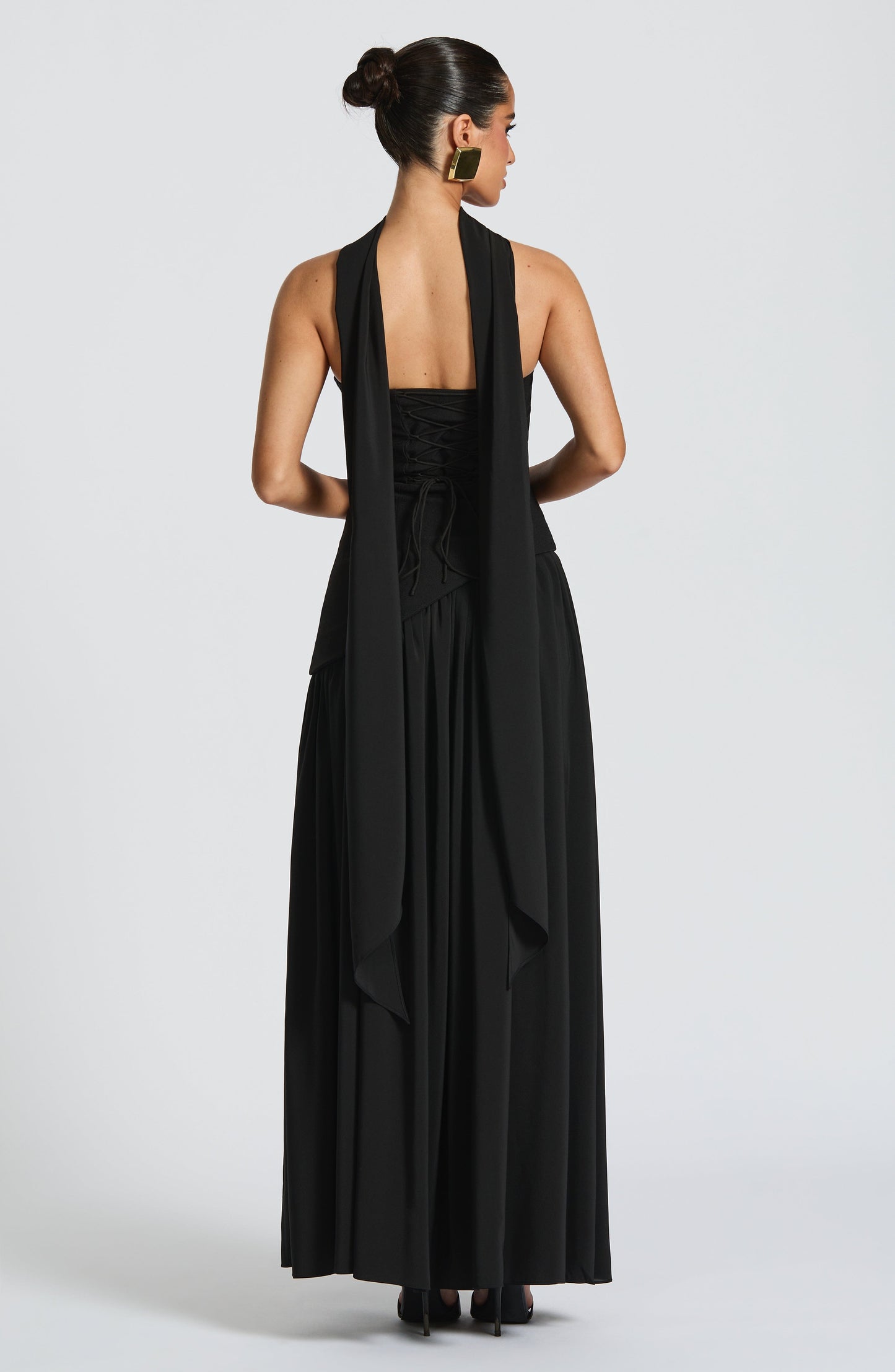 Koriora | Robe longue fendue satinée Twilight Bloom