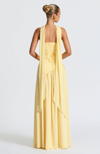 Koriora | Robe longue fendue satinée Twilight Bloom