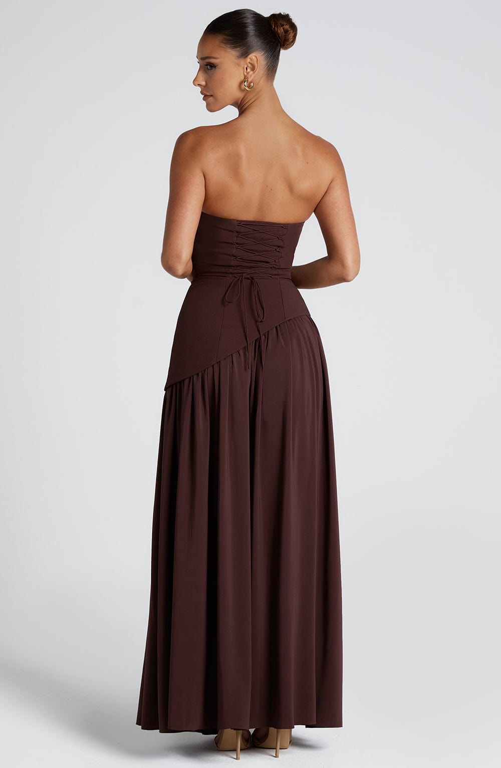Koriora | Robe longue fendue satinée Twilight Bloom