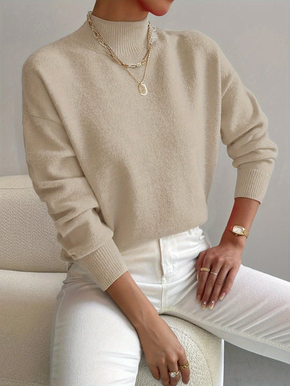 Women's Sage Green Roll-Neck Jumper — Soft Knit and Relaxed Fit