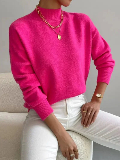 Women's Sage Green Roll-Neck Jumper — Soft Knit and Relaxed Fit