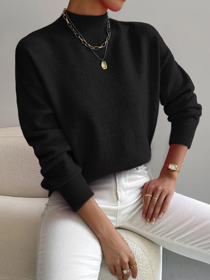 Women's Sage Green Roll-Neck Jumper — Soft Knit and Relaxed Fit