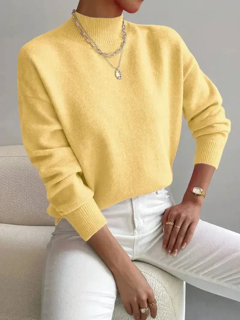 Women's Sage Green Roll-Neck Jumper — Soft Knit and Relaxed Fit