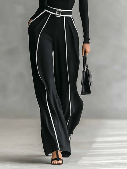 Koriora | Ensemble Milou – Ensemble Femme 2 Pièces Élégant | Col Roulé Ajusté & Pantalon Large Taille Haute
