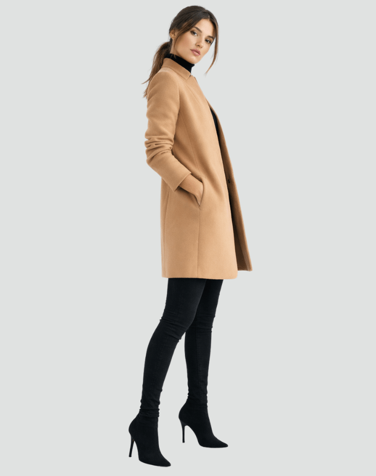 Women's Fitted Wool-Blend Open-Front Blazer with Round Neck