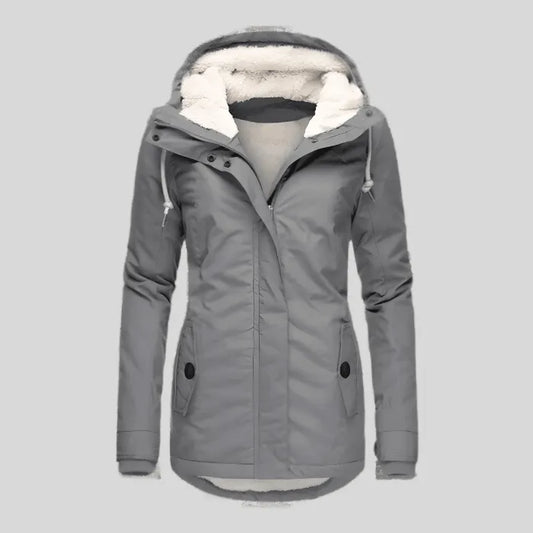 Women's Long Waterproof Hooded Coat with Fitted Waist