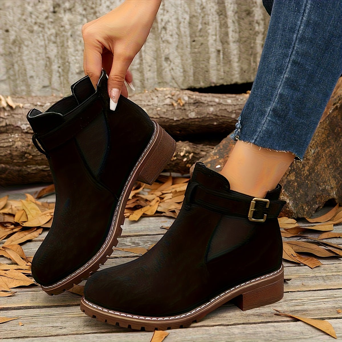 Bottines Chelsea Femme à Talon Bloc 4 cm – Boucle & Semelle Crantée
