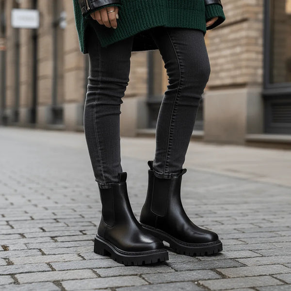 Bottines Chelsea Femme à Semelle Crantée – Zip Arrière & Bout Rond