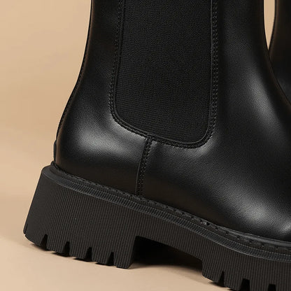 Bottines Chelsea Femme à Semelle Crantée – Zip Arrière & Bout Rond