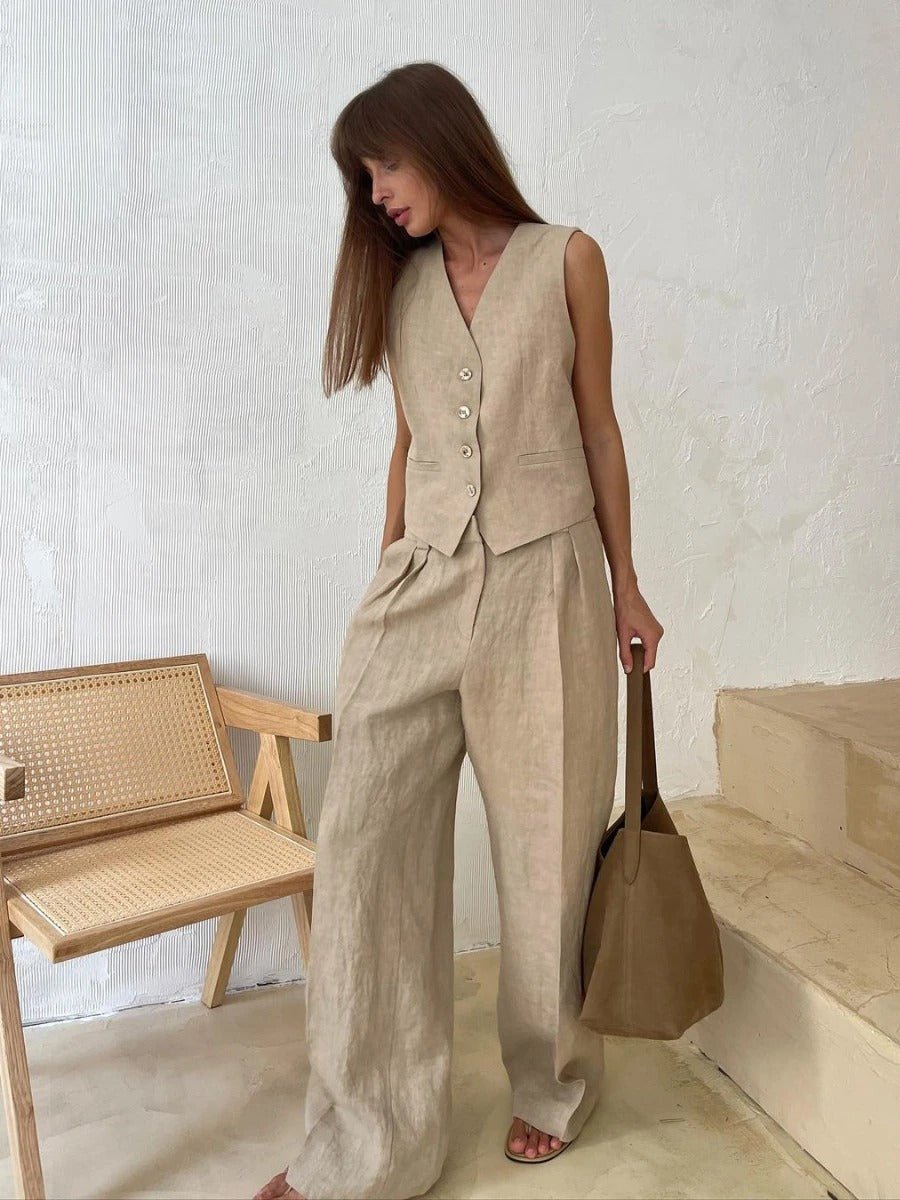 Koriora | Ensemble Gilet & Pantalon Évelisse — Silhouette Épurée & Élégance Moderne Décontractée