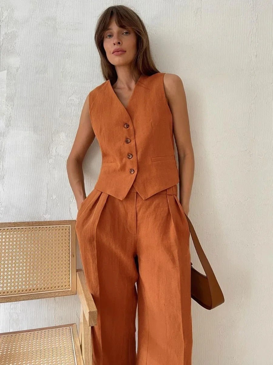Koriora | Ensemble Gilet & Pantalon Évelisse — Silhouette Épurée & Élégance Moderne Décontractée