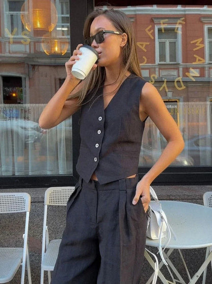 Koriora | Ensemble Gilet & Pantalon Évelisse — Silhouette Épurée & Élégance Moderne Décontractée