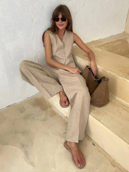 Koriora | Ensemble Gilet & Pantalon Évelisse — Silhouette Épurée & Élégance Moderne Décontractée