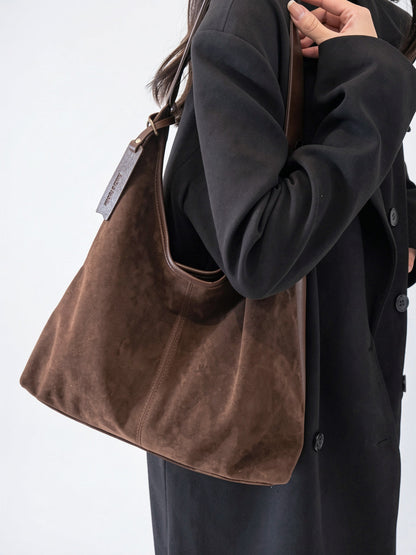 Sac Cabas Femme Grand Format Marron – Effet Cuir, Poche PC & Fermeture Zippée
