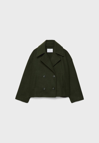 Veste Femme Courte Oversize à Double Boutonnage  Col Tailleur