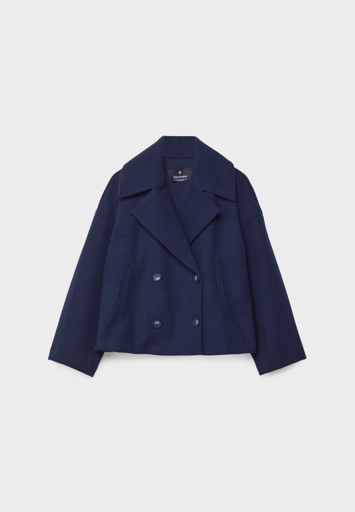 Veste Femme Courte Oversize à Double Boutonnage  Col Tailleur