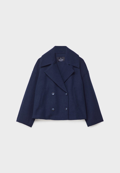 Veste Femme Courte Oversize à Double Boutonnage  Col Tailleur