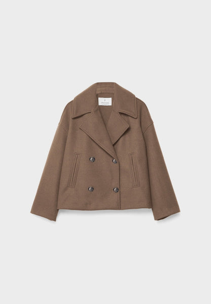 Veste Femme Courte Oversize à Double Boutonnage  Col Tailleur
