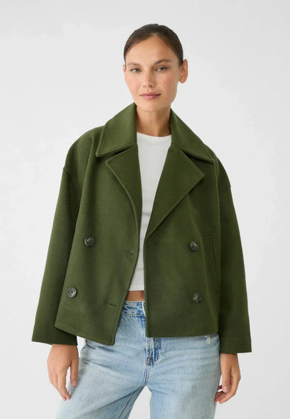 Veste Femme Courte Oversize à Double Boutonnage  Col Tailleur